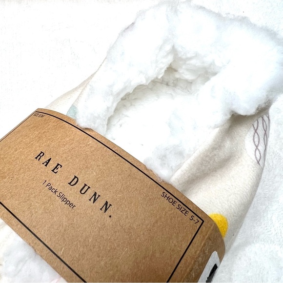 Rae Dunn New EASTER Egg Faux Sherpa Slippers Cream Small Medim S M 5 7 - Picture 6 of 17